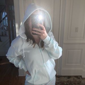 ligh blue tie dyed zip up